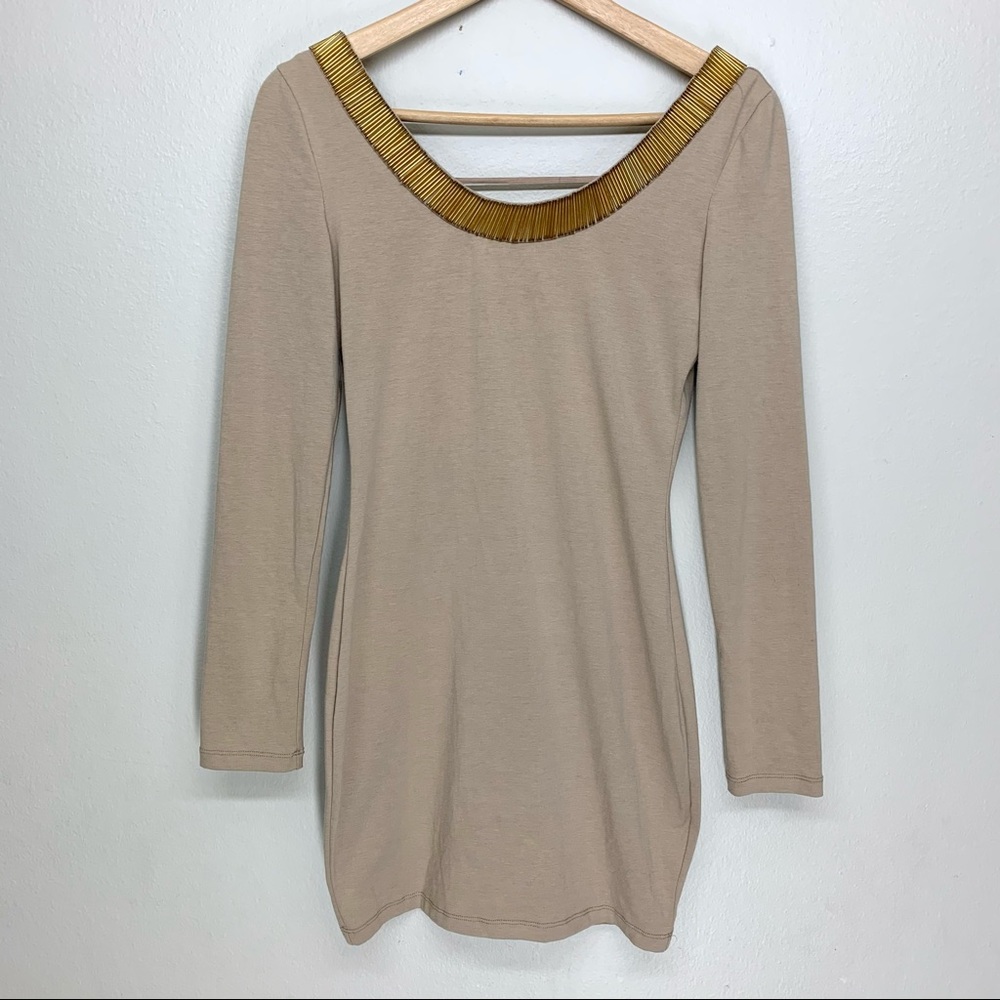 BLQ.MKT NWT Bead Collar Open Back Mini Dress
